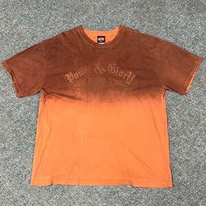 Y2K Grunge Harley Davidson Blue Ridge Orange and Brown Graphic Tee